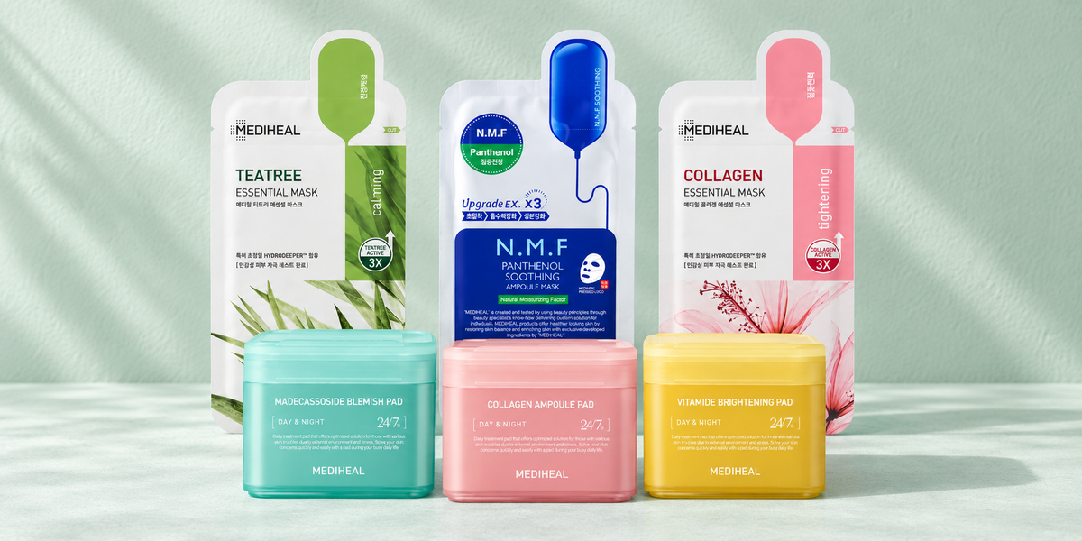 MEDIHEAL – tre ansiktsmasker och tre toner pads